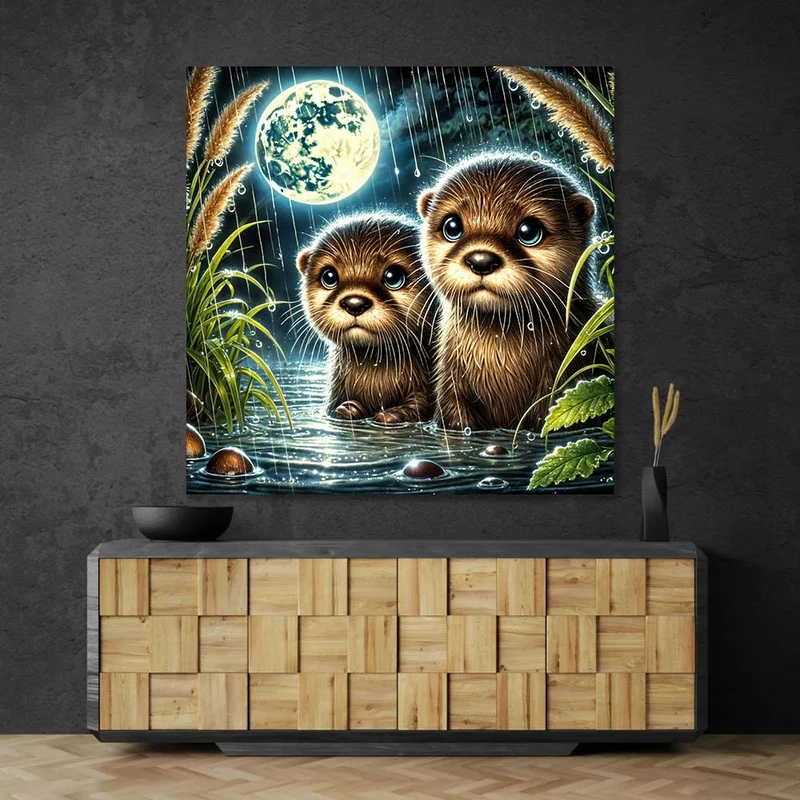 5D Diamond Painting – Otterträume im Mondlicht