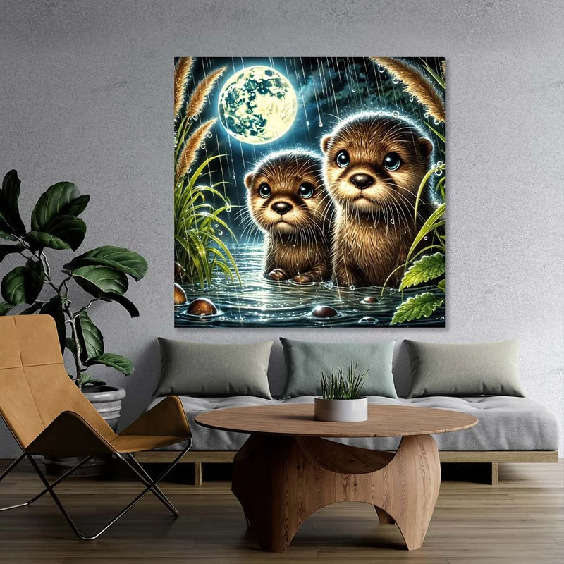 5D Diamond Painting – Otterträume im Mondlicht