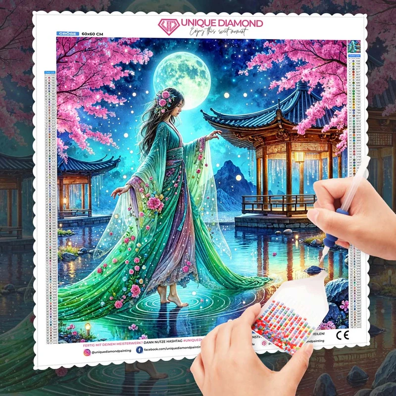 5D Diamond Painting – Mondlicht im Kirschgarten
