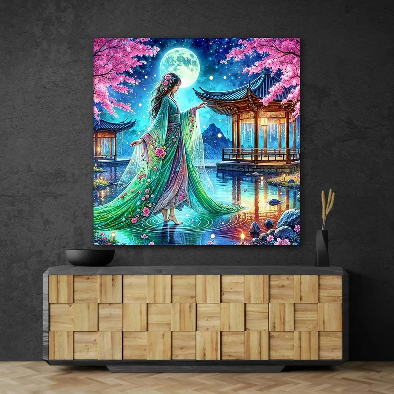 5D Diamond Painting – Mondlicht im Kirschgarten
