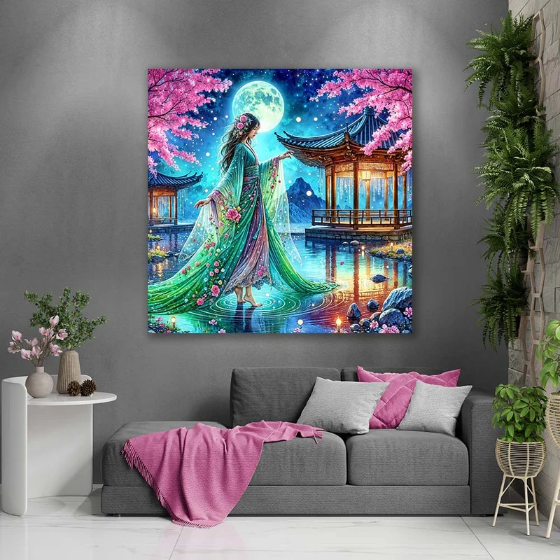 5D Diamond Painting – Mondlicht im Kirschgarten