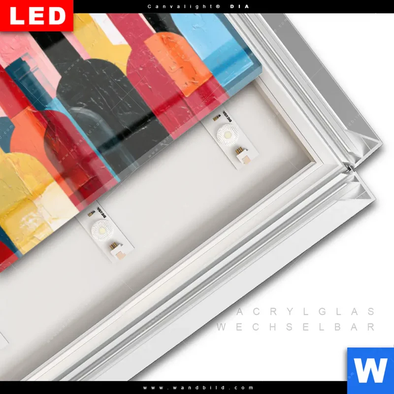 Leuchtbild Acrylglas Canvalight® DIA | Bunte Weinvielfalt | Panorama
