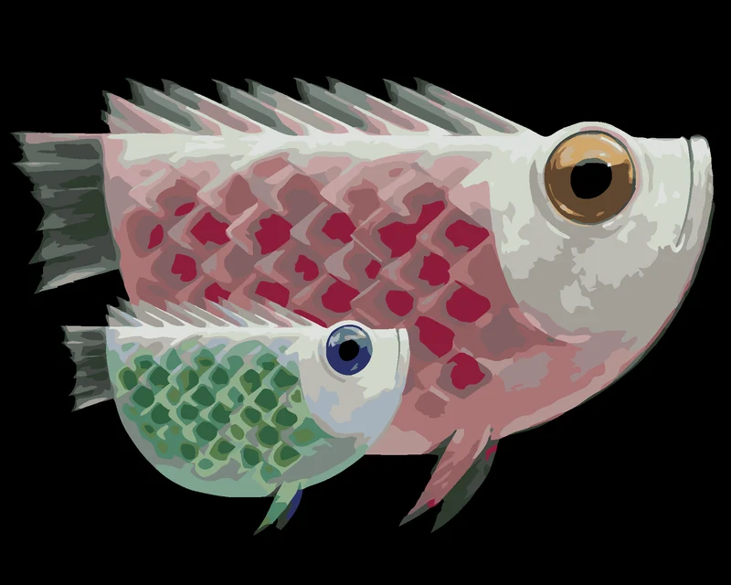 Diamond painting - RIESENFISCH UND SEIN RIESENBABY