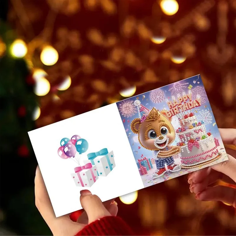 5D Diamond Painting Grußkarten – Bärchenparty zum Geburtstag