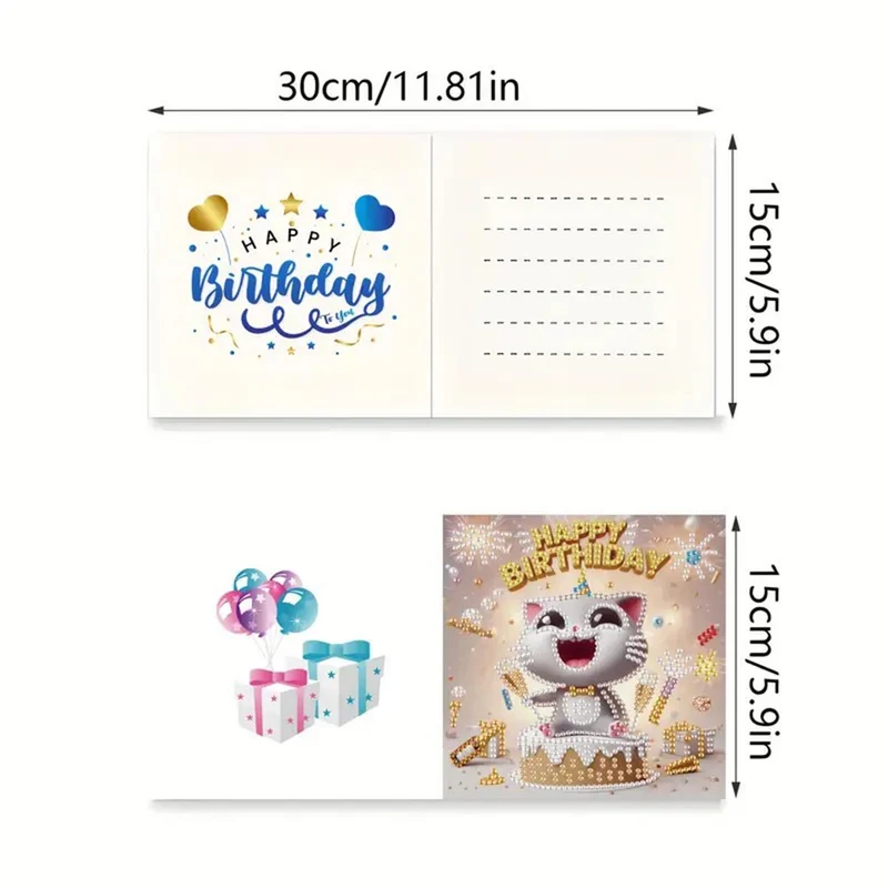 5D Diamond Painting Grußkarten – Bärchenparty zum Geburtstag