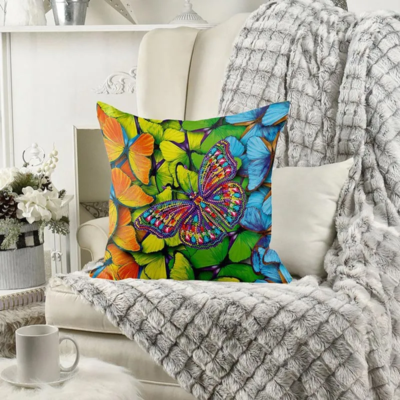 5D Diamond Painting Kissenbezug 30x30cm Schmetterling