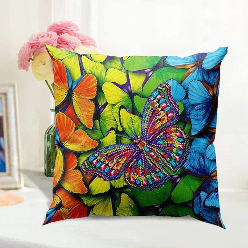 5D Diamond Painting Kissenbezug 30x30cm Schmetterling