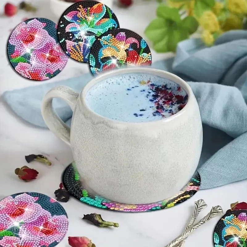 5D Diamond Painting Untersetzer – Magische Blütenpracht