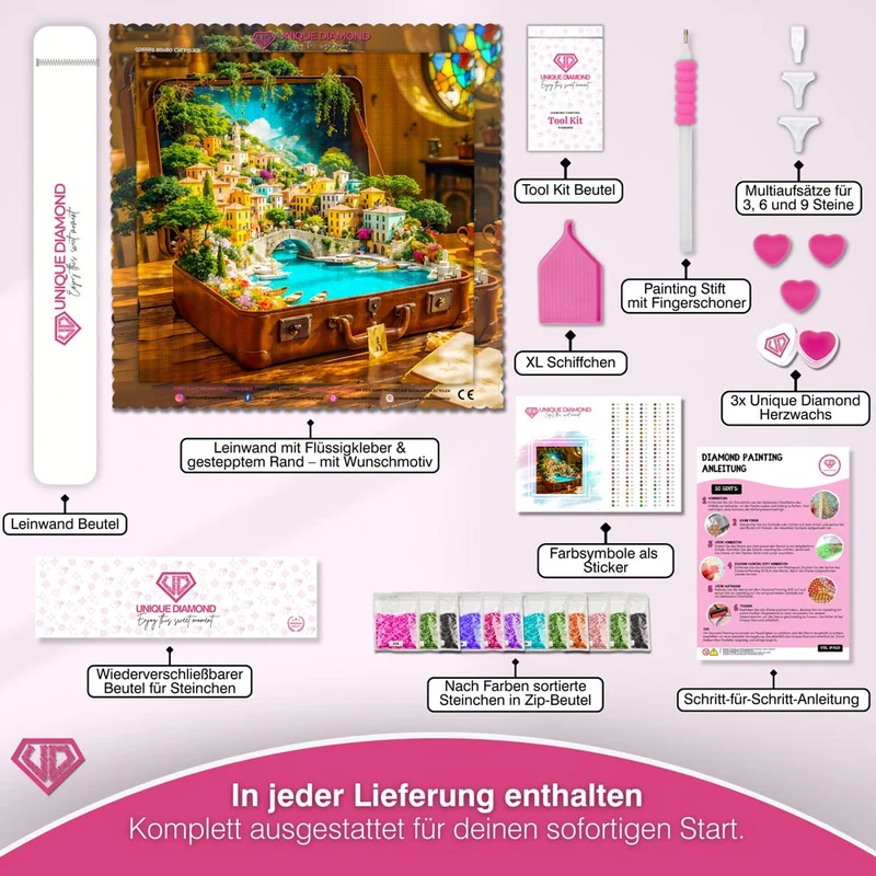 5D Diamond Painting – Italienische Träume im Koffer