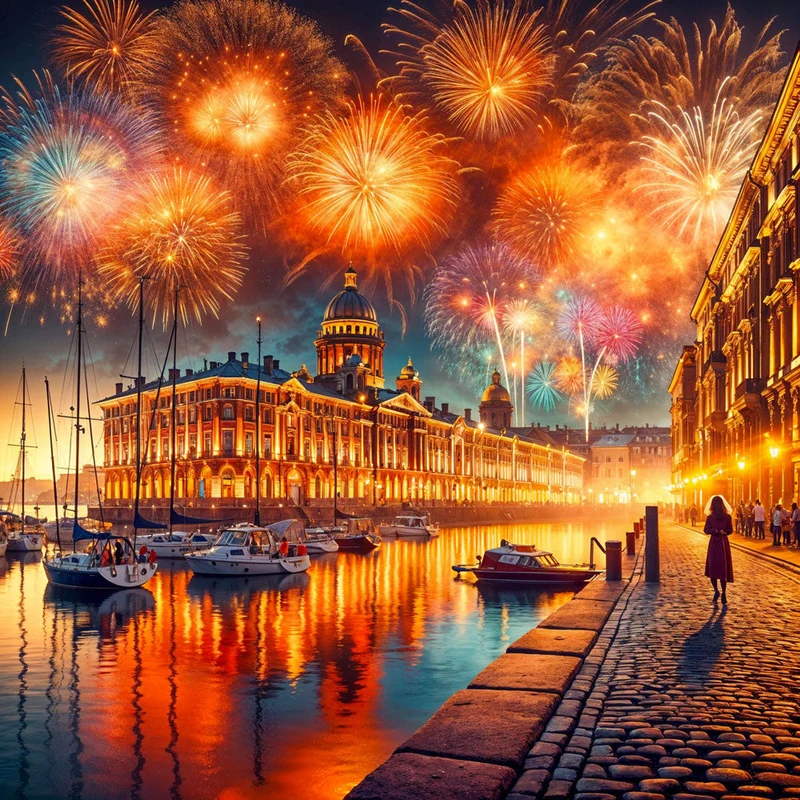 5D Diamond Painting – Feuerwerk über der Goldstadt