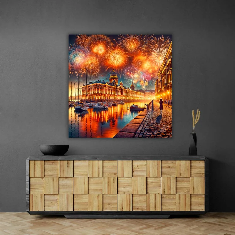 5D Diamond Painting – Feuerwerk über der Goldstadt