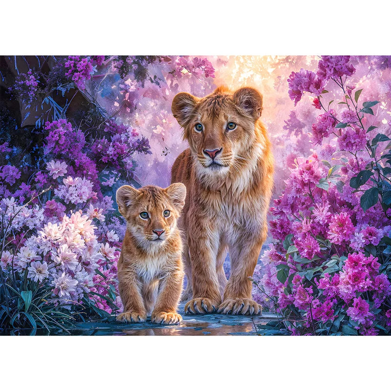 5D Diamond Painting – Blütenpfad der Löwen