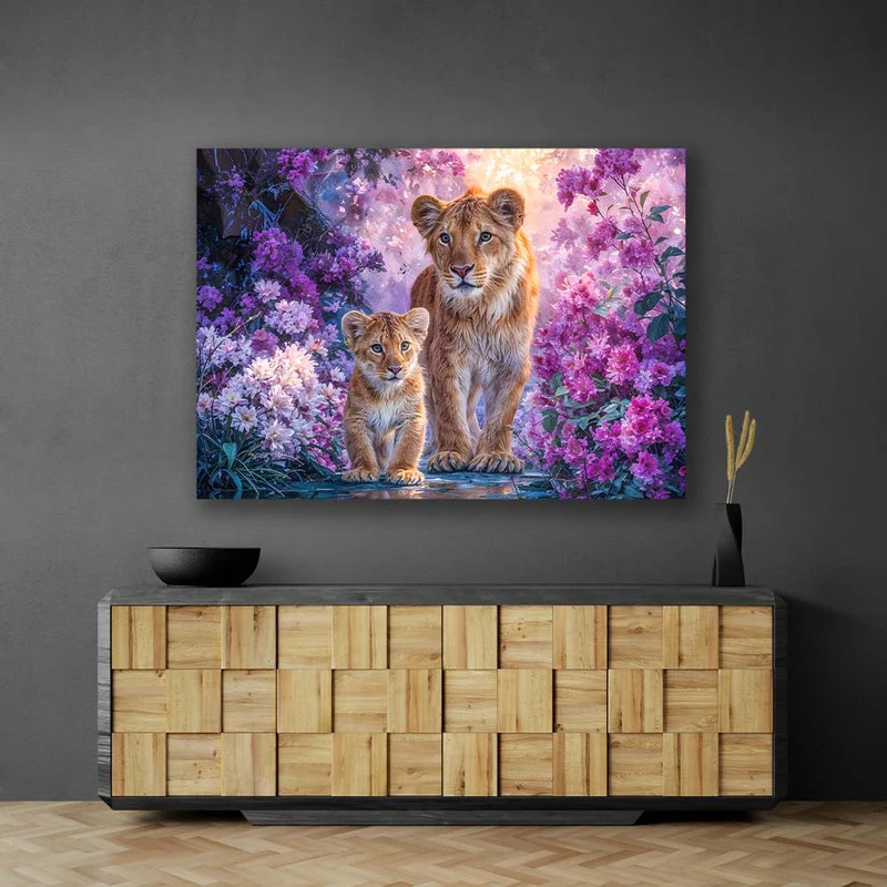 5D Diamond Painting – Blütenpfad der Löwen