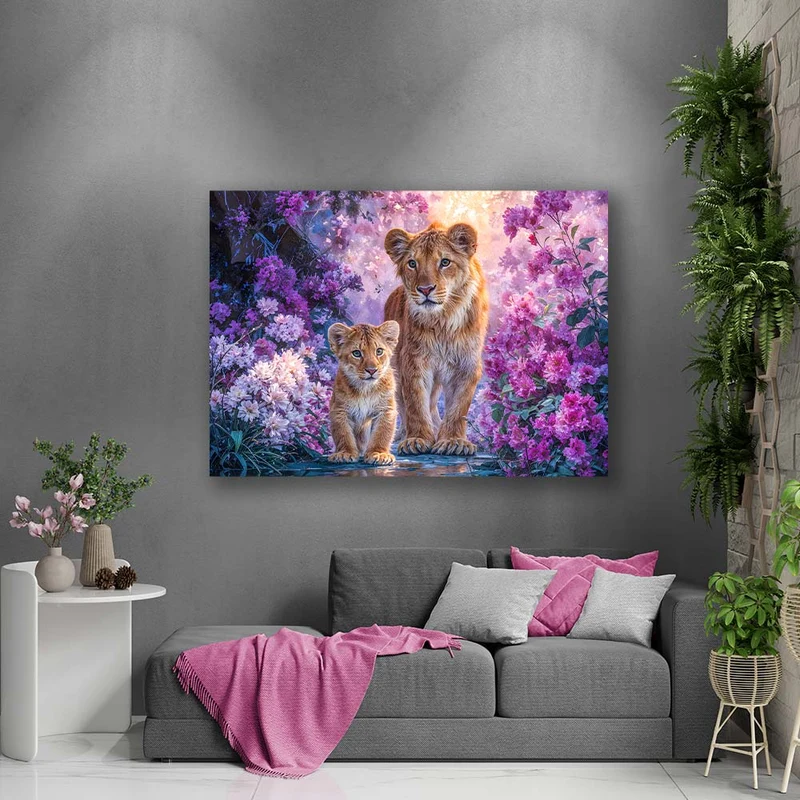 5D Diamond Painting – Blütenpfad der Löwen