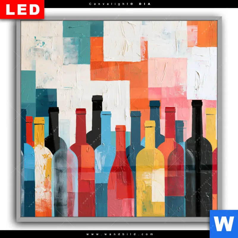 Leuchtbild Acrylglas Canvalight® DIA | Bunte Weinvielfalt | Quadrat