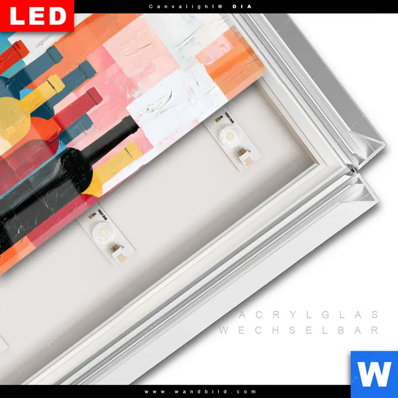 Leuchtbild Acrylglas Canvalight® DIA | Bunte Weinvielfalt | Quadrat