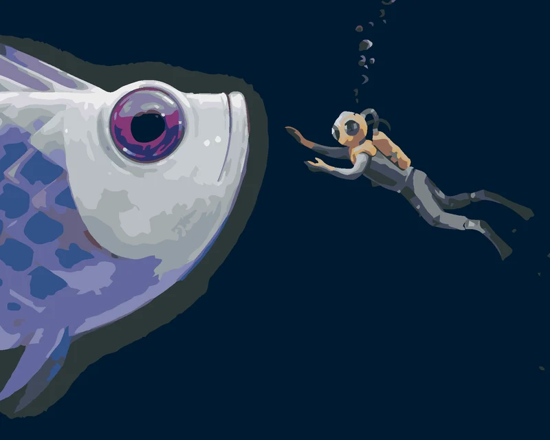 Diamond painting - RIESENFISCHKOPF MIT TAUCHER