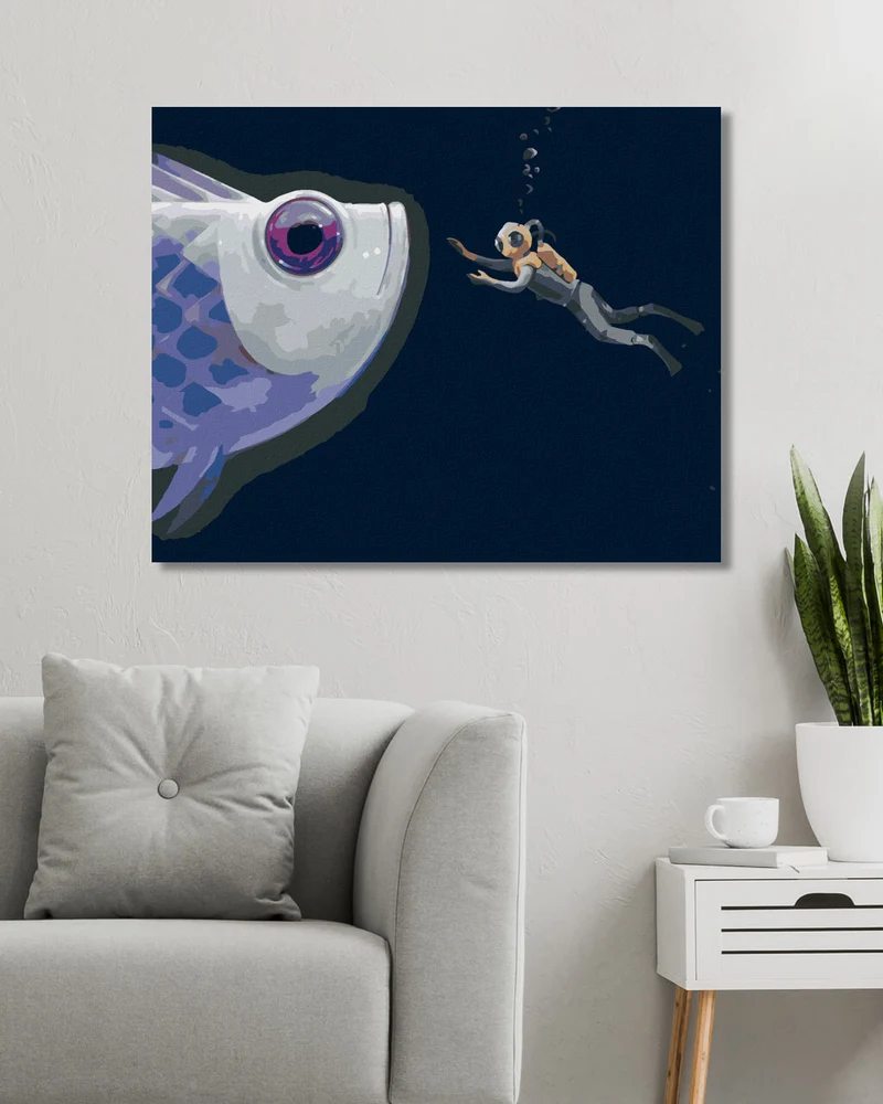 Diamond painting - RIESENFISCHKOPF MIT TAUCHER