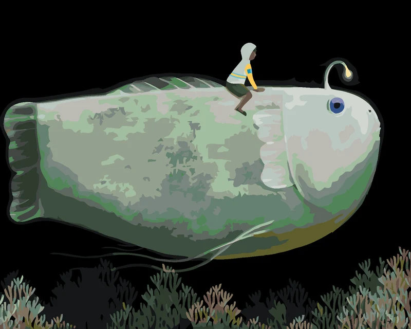 Diamond painting - RIESENFISCH MIT EINER LAMPE
