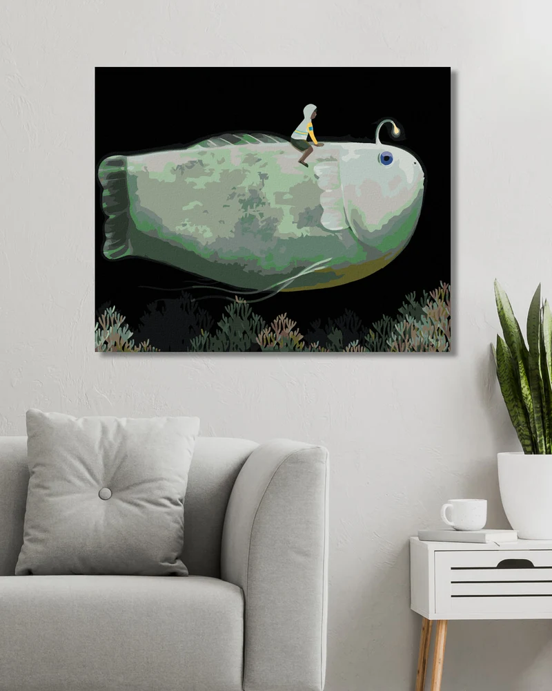 Diamond painting - RIESENFISCH MIT EINER LAMPE