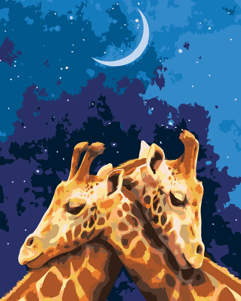 Diamond painting - UMARMENDE GIRAFFEN