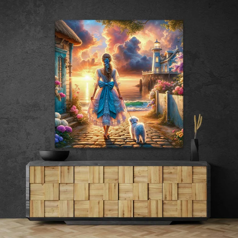 5D Diamond Painting – Marlenes Spaziergang im Abendlicht