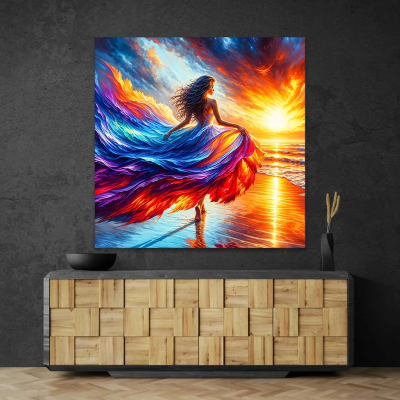 5D Diamond Painting – Elenas Feuerkleid im Sonnenuntergang