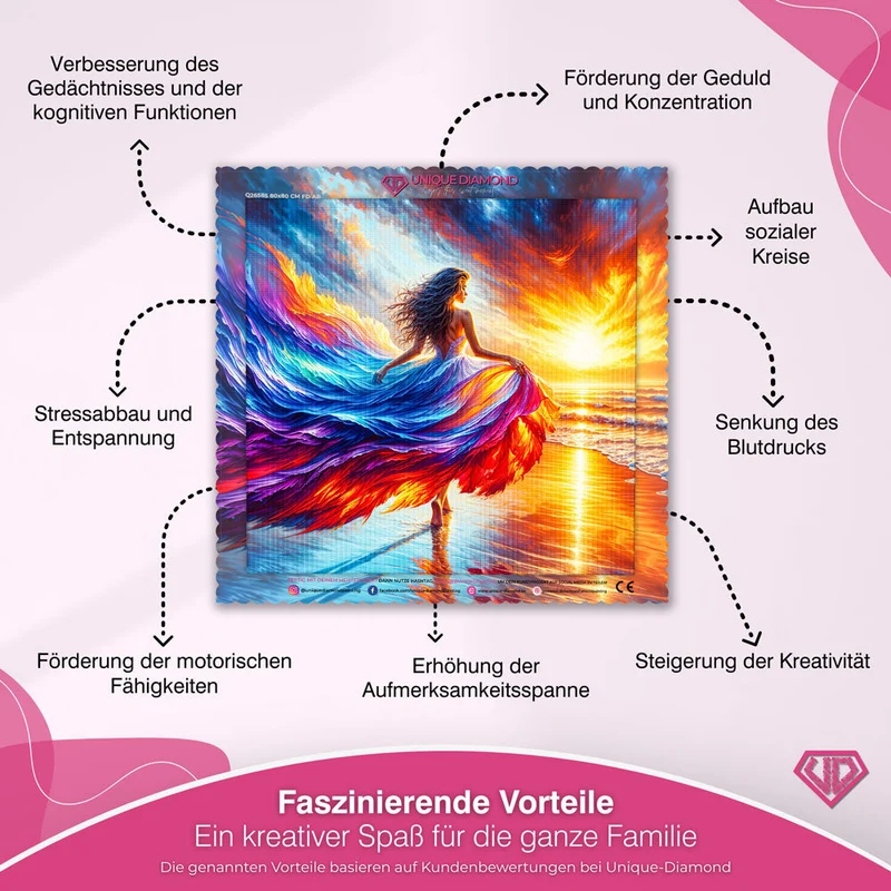 5D Diamond Painting – Elenas Feuerkleid im Sonnenuntergang