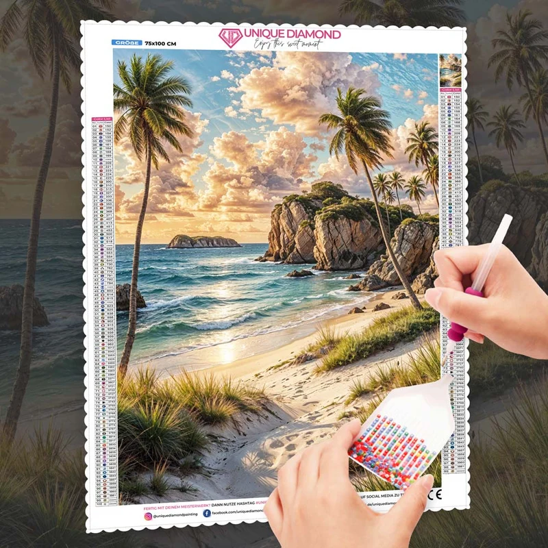 5D Diamond Painting – Insel der goldenen Wellen