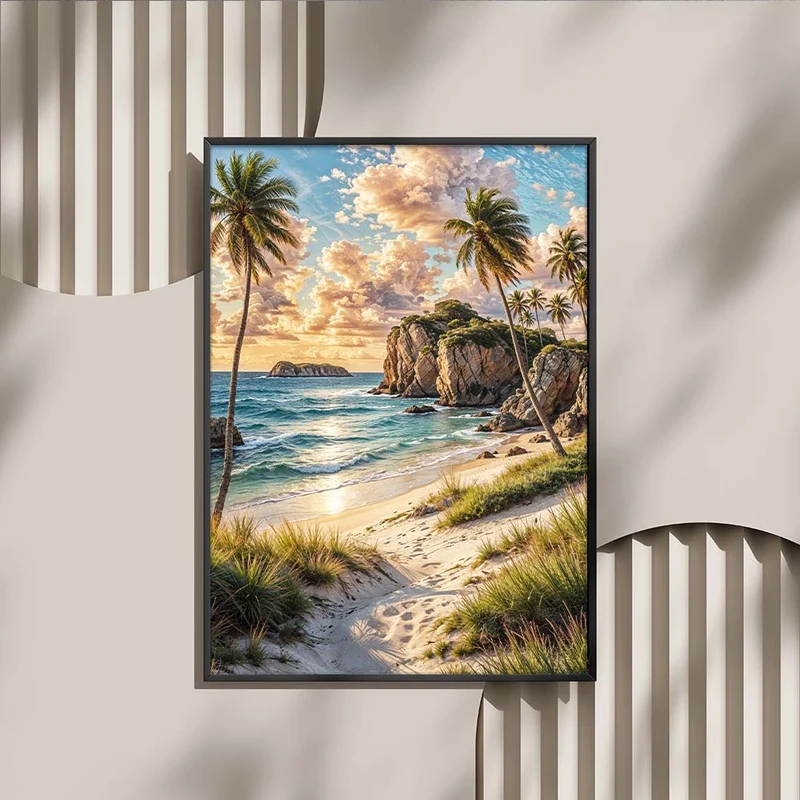 5D Diamond Painting – Insel der goldenen Wellen