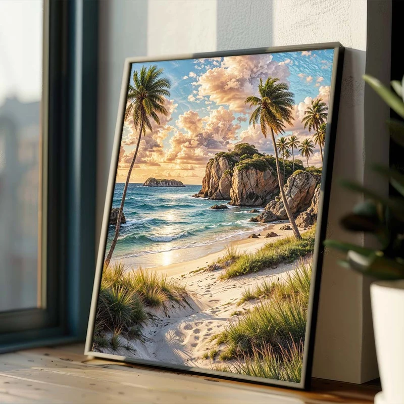 5D Diamond Painting – Insel der goldenen Wellen
