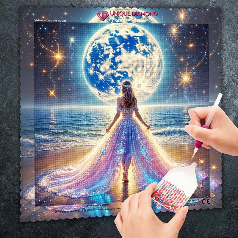 5D Diamond Painting – Luna auf dem Sternenstrand