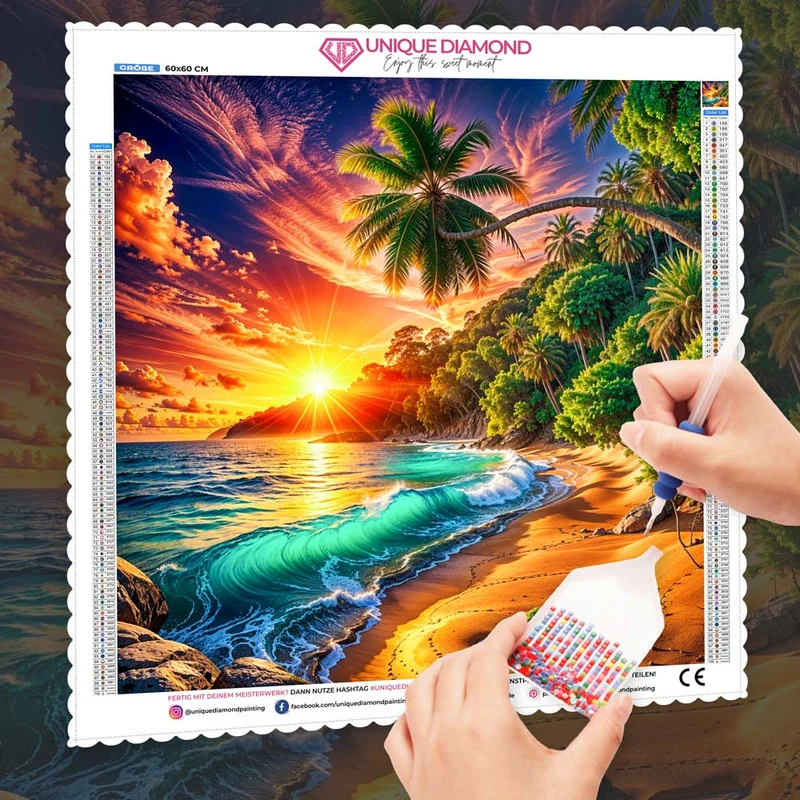 5D Diamond Painting – Sonnenkuss in Palmenbucht