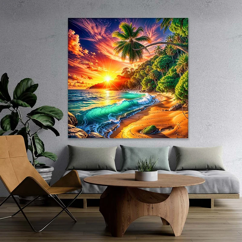 5D Diamond Painting – Sonnenkuss in Palmenbucht