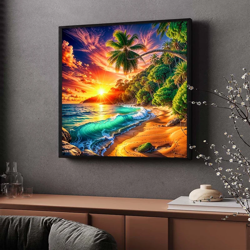 5D Diamond Painting – Sonnenkuss in Palmenbucht