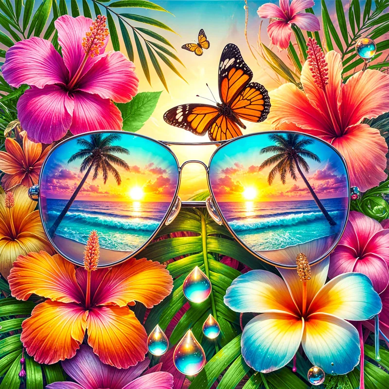 5D Diamond Painting – Tropenblick der Sonne