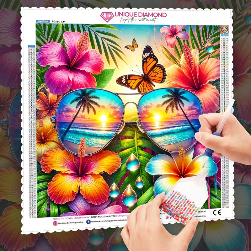 5D Diamond Painting – Tropenblick der Sonne