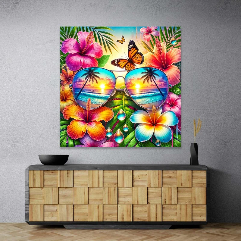 5D Diamond Painting – Tropenblick der Sonne
