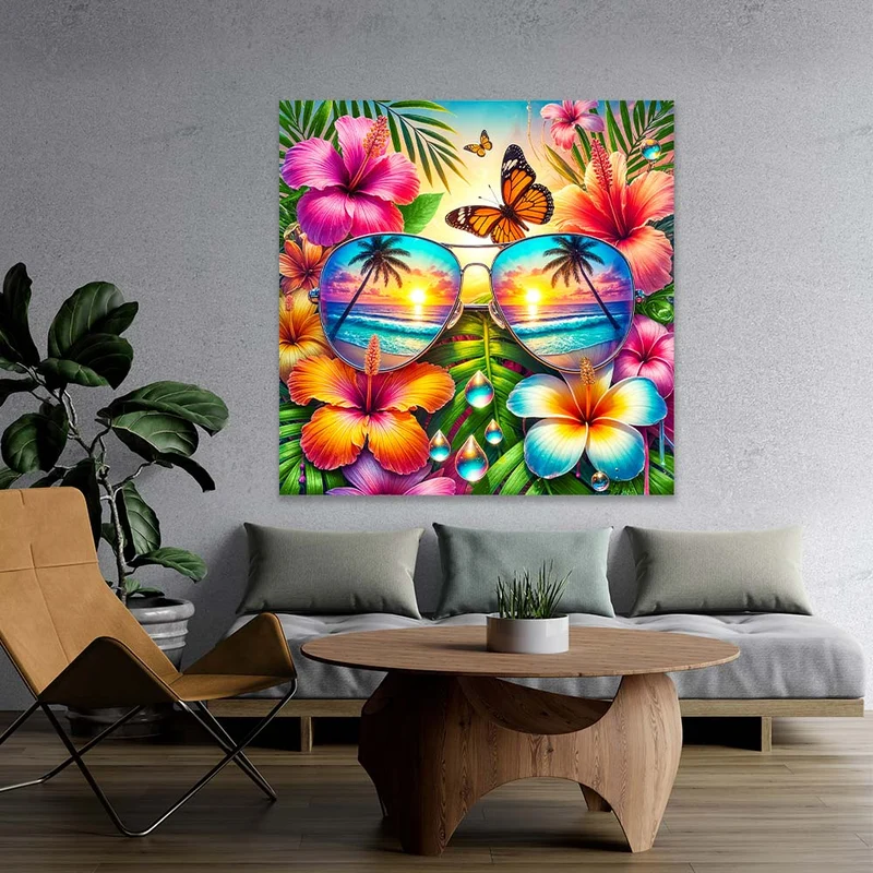5D Diamond Painting – Tropenblick der Sonne