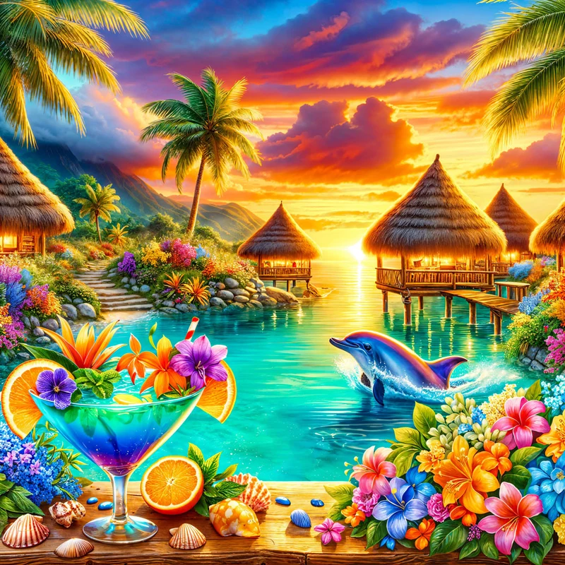 5D Diamond Painting – Delfinparadies bei Sonnenuntergang