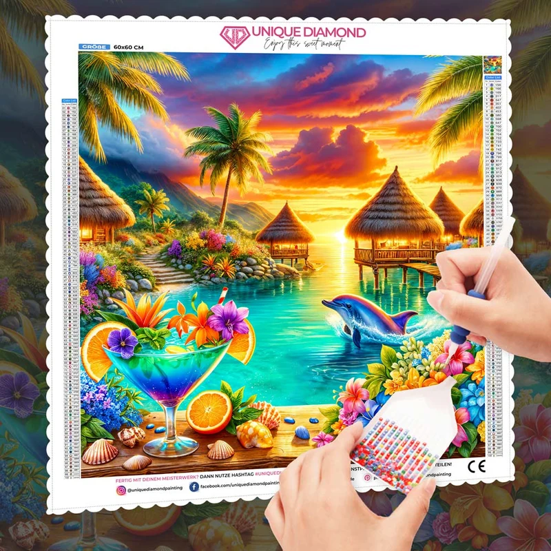 5D Diamond Painting – Delfinparadies bei Sonnenuntergang