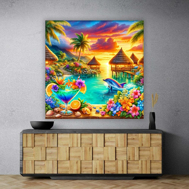 5D Diamond Painting – Delfinparadies bei Sonnenuntergang