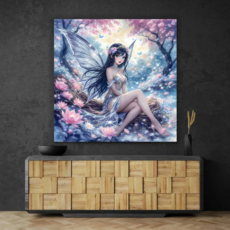 5D Diamond Painting – Elfenlicht Lyra im Kirschblütenhain