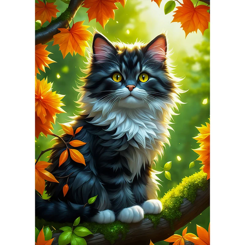 5D Diamond Painting – Katze im Herbst