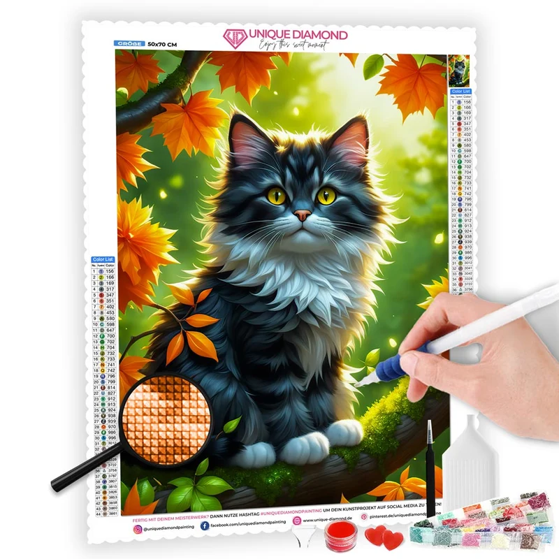 5D Diamond Painting – Katze im Herbst