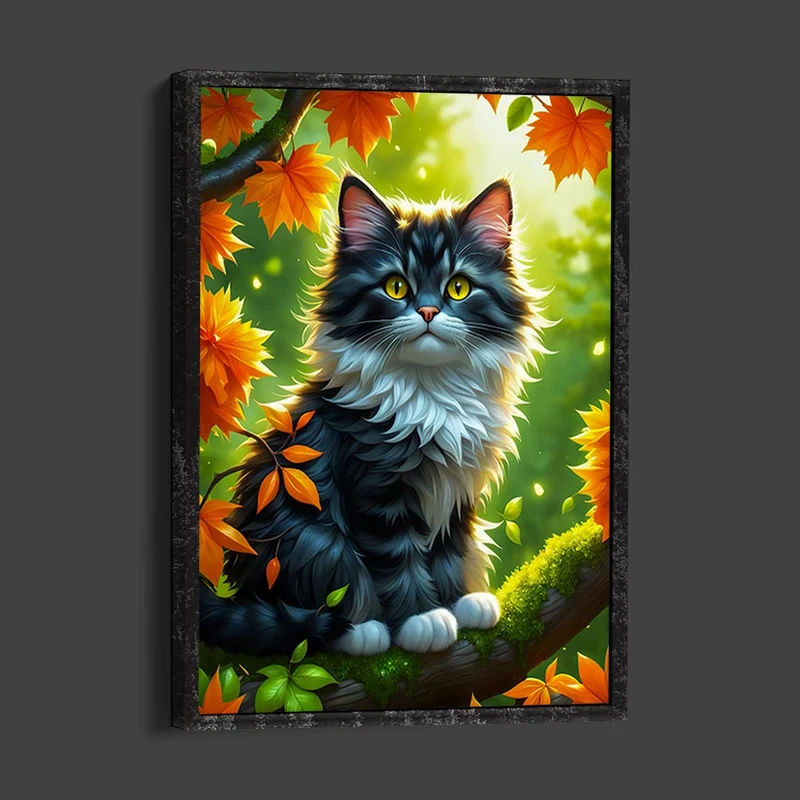 5D Diamond Painting – Katze im Herbst