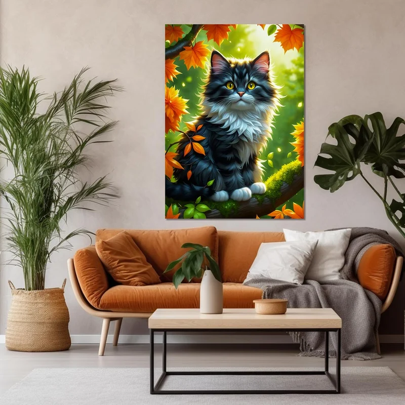 5D Diamond Painting – Katze im Herbst