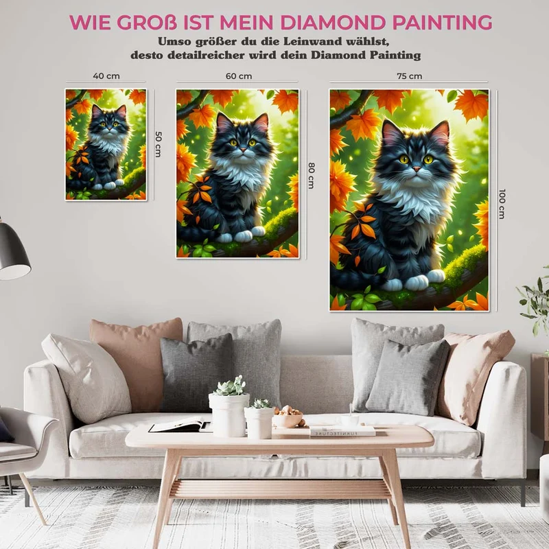 5D Diamond Painting – Katze im Herbst