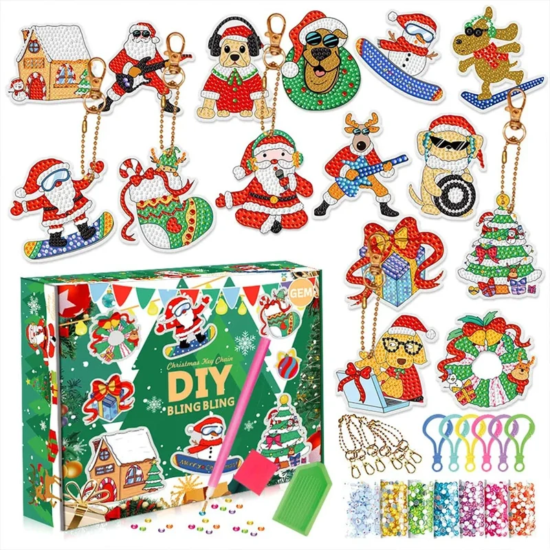 Diamond Painting Schlüsselanhänger Weihnachten 15 Stück