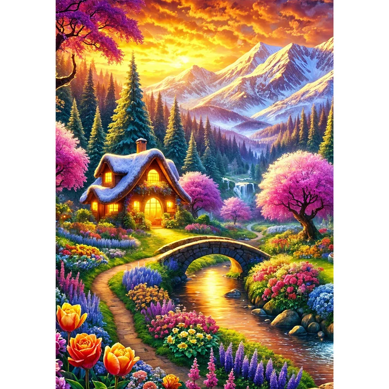 5D Diamond Painting – Blütental der Morgenröte